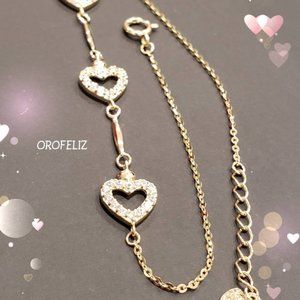 14K Solid Yellow Gold Beautiful Three Heart 0.50 C